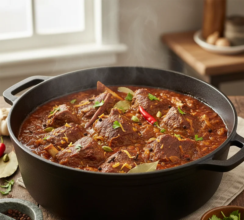 Cuisson du riz et du poulet pour biryani