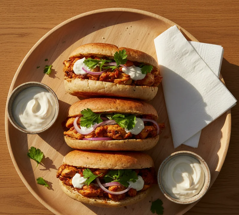 Sandwichs chawarma poulet prêts à déguster