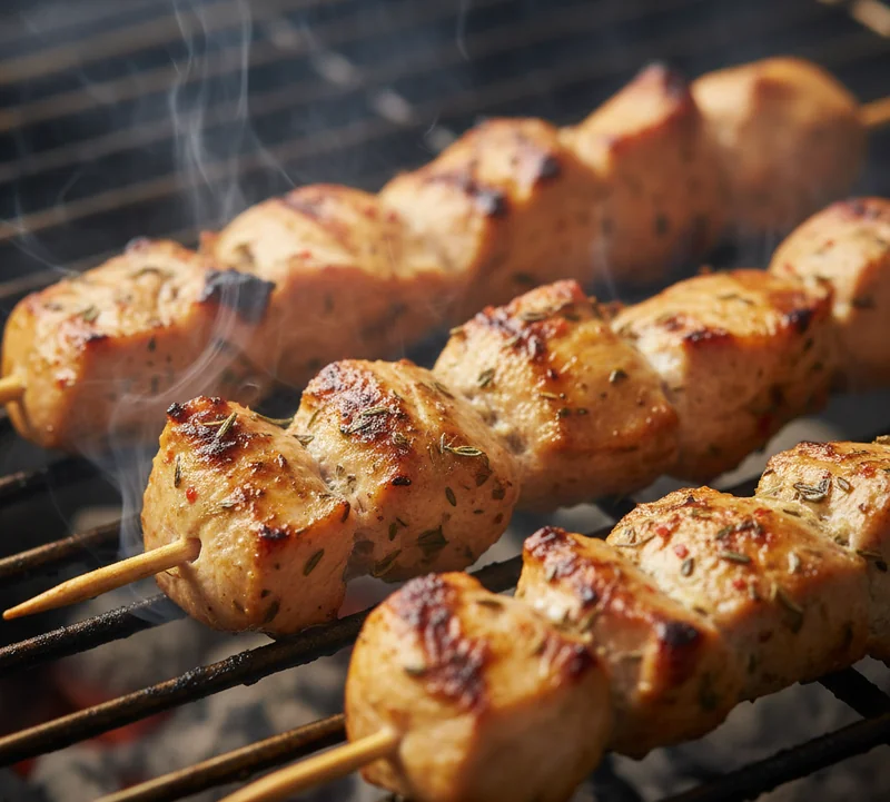 Cuisson brochettes Chich Taouk au barbecue