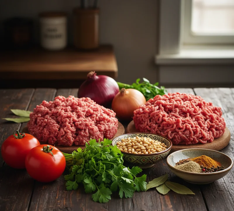 Ingrédients pour préparer des boulettes Daoud Pacha