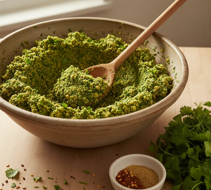 Pâte à falafels maison prête à être façonnée