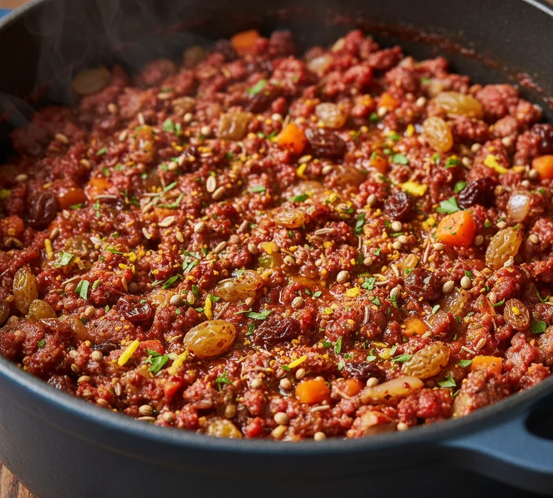 Préparation de la farce orientale pour Hachi Parmentier