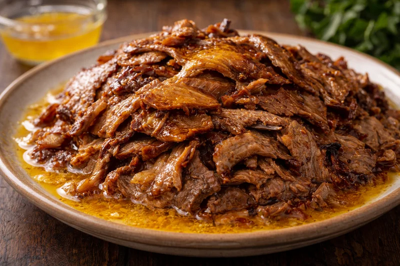 Viande d'agneau grillée finement tranchée pour iskender kebab