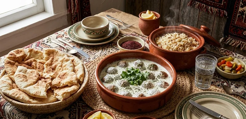 Service de kibbeh labanieh avec riz et pain