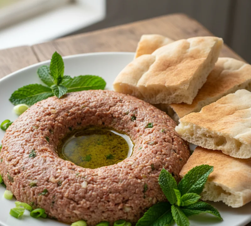 Texture crémeuse du kibbeh nayyeh libanais