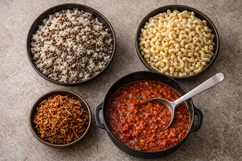 Oignons frits croustillants pour koshary égyptien