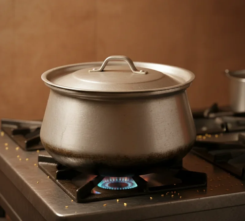 Maqlouba en cours de cuisson avant le retournement