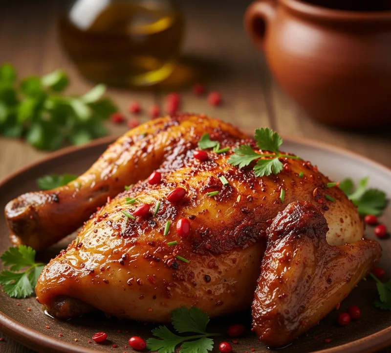 Gros plan sur le poulet au sumac du musakhan