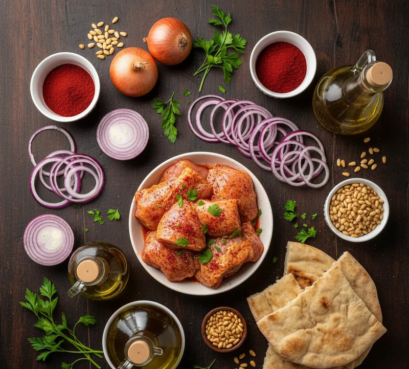 Ingrédients traditionnels du musakhan palestinien