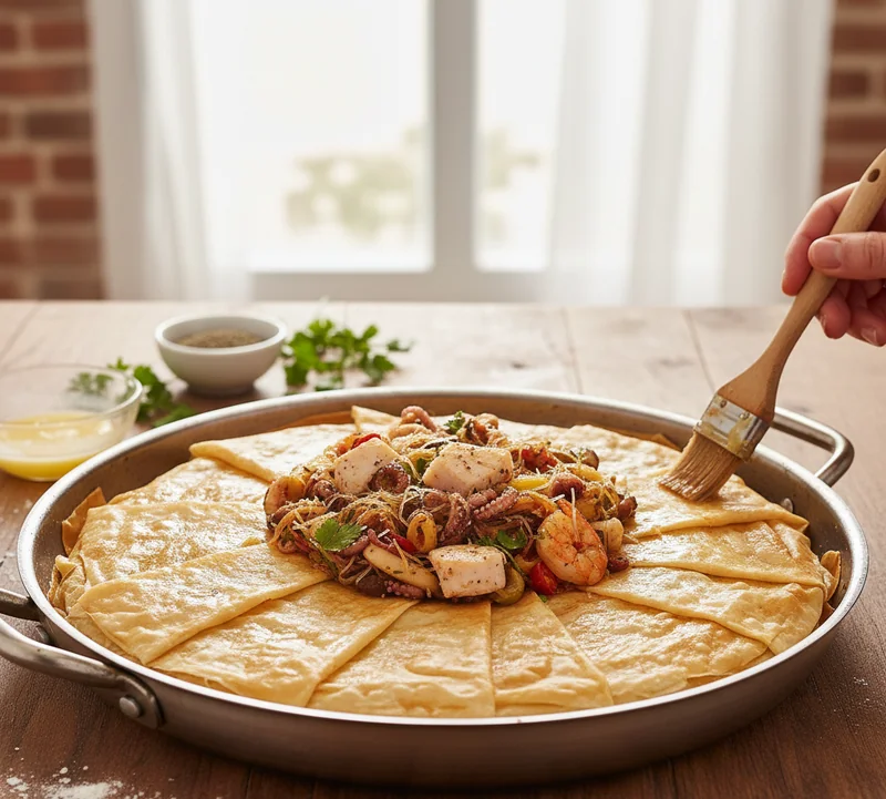 Montage pastilla marocaine fruits de mer